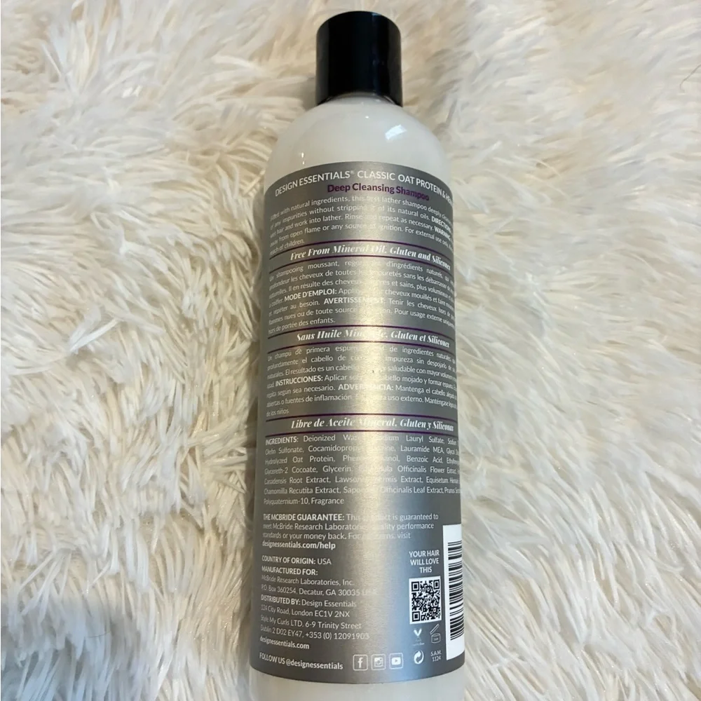 Design Essentials Oat Protein & Henna Deep Cleansing Shampoo 12 oz (New)